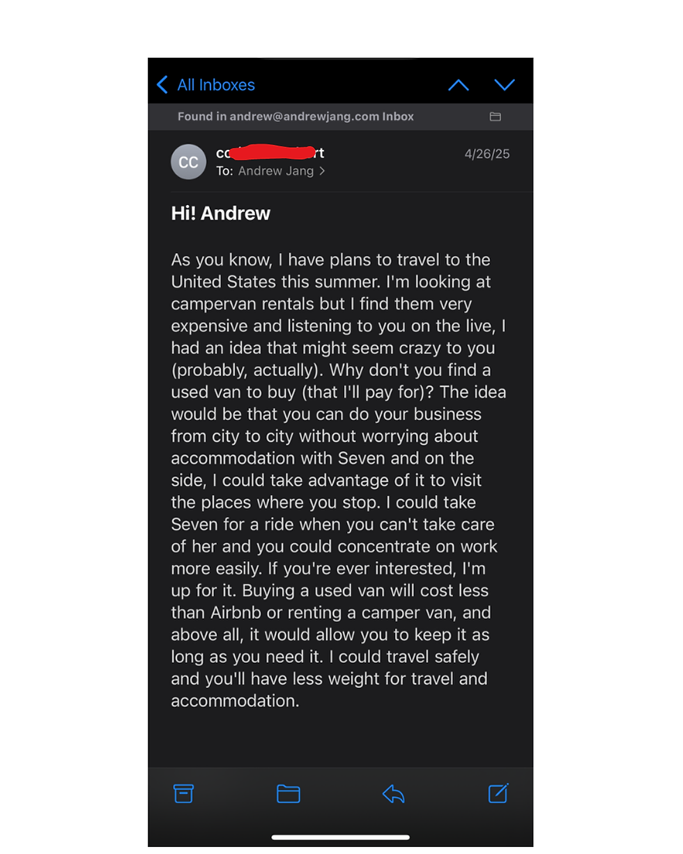 Was accepting $6,500 from the Passenger to travel with me taking advantage of her?
