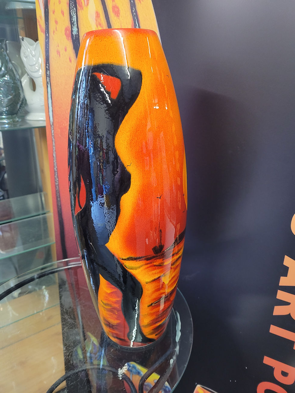 Thumbnail: Very large 50cm vase handpainted featuring a stunning female form 
