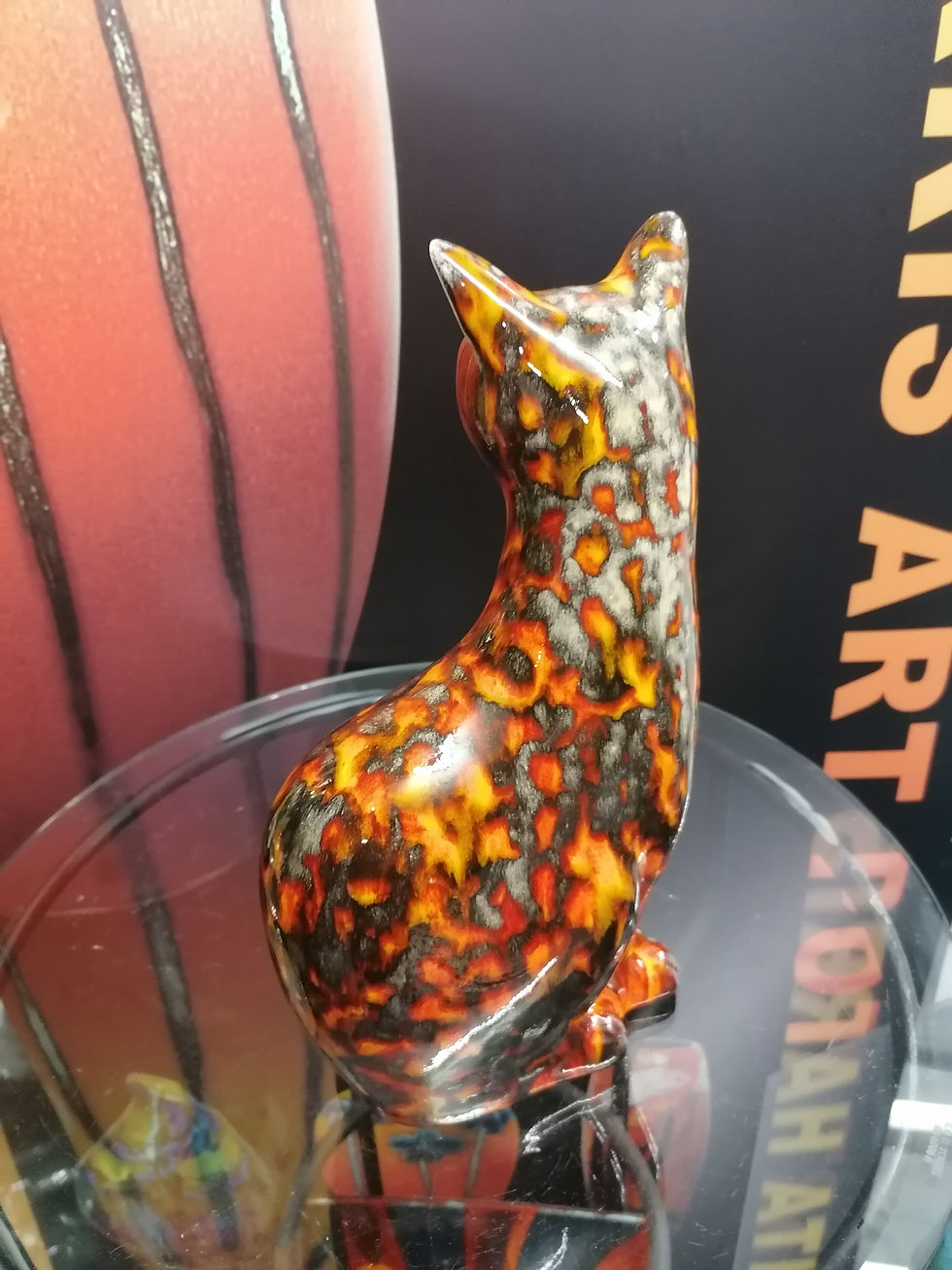Thumbnail:  30cm cat figure this is a truly stunning cat  with rich tortoiseshell glazes