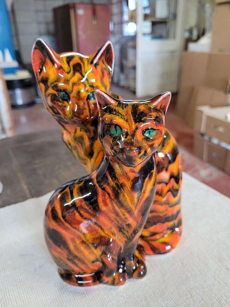 Thumbnail: 14cm handpainted beautiful glaze fusions tortoishell cat 