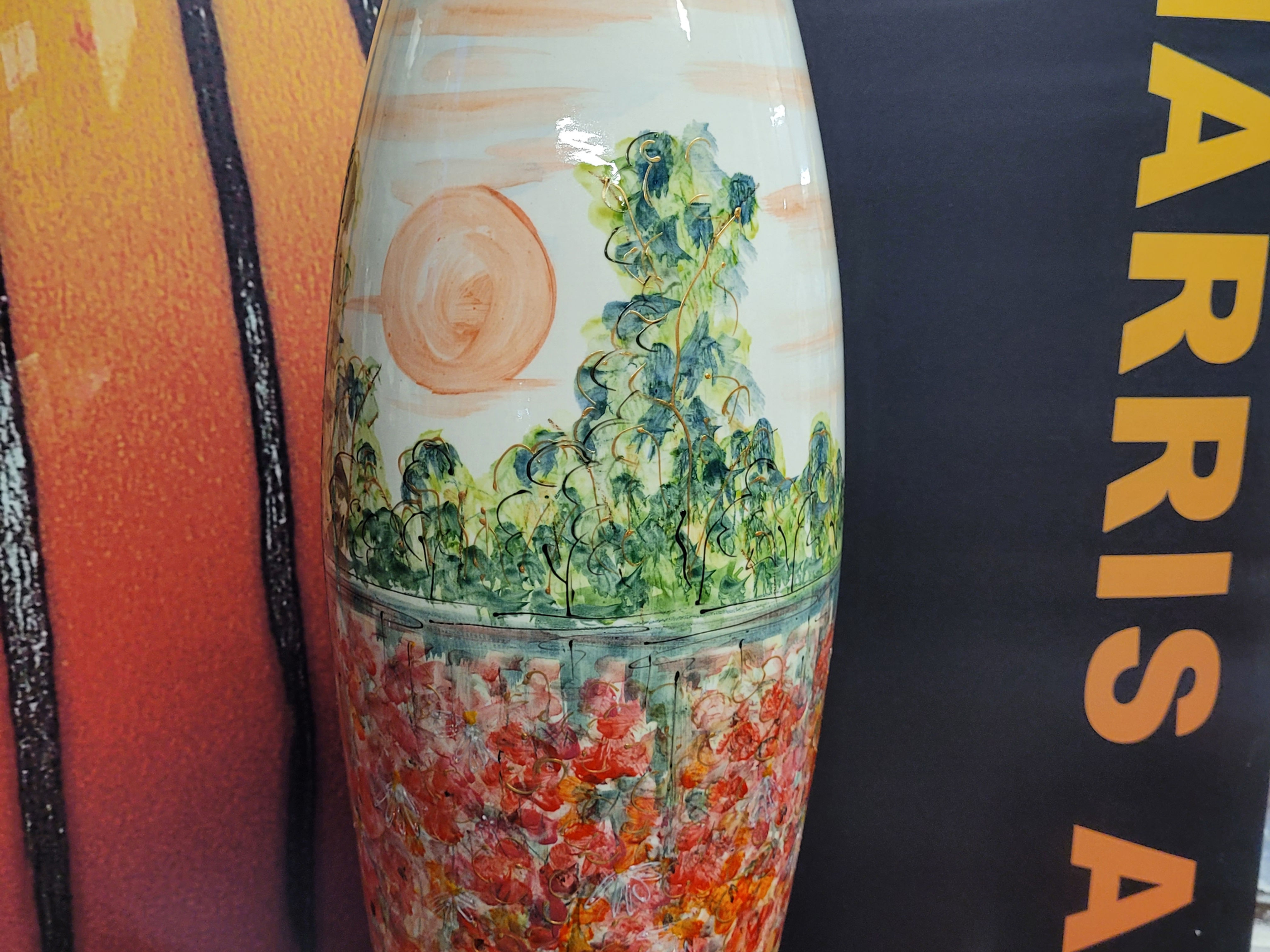 Homage to Monet stunning handpainted 32cm vase