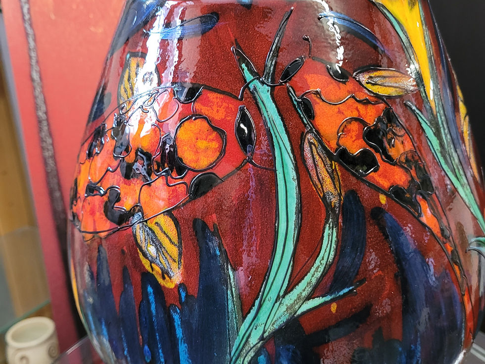 Thumbnail: vase/bowl 28cm tall and a huge 77cm girth handpainted  koi design 