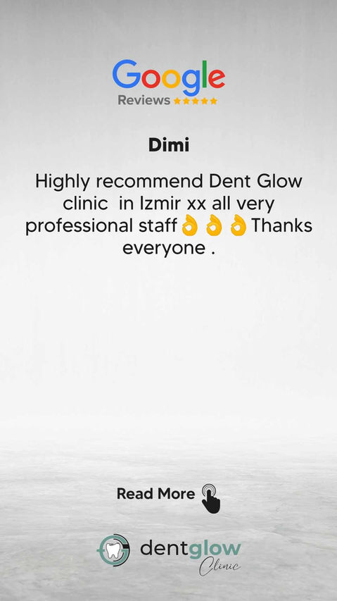 Highly recommend Dent Glow clinic in Izmir xx all very professional staff👌👌👌Thanks everyone .