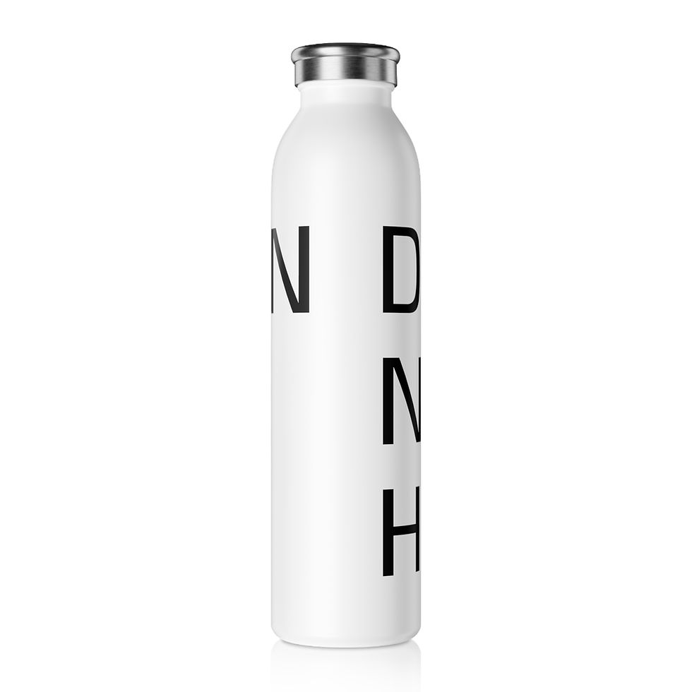 Thumbnail: Slim Water Bottle — Minimal White Stainless Steel Bottle with Custom Text Design