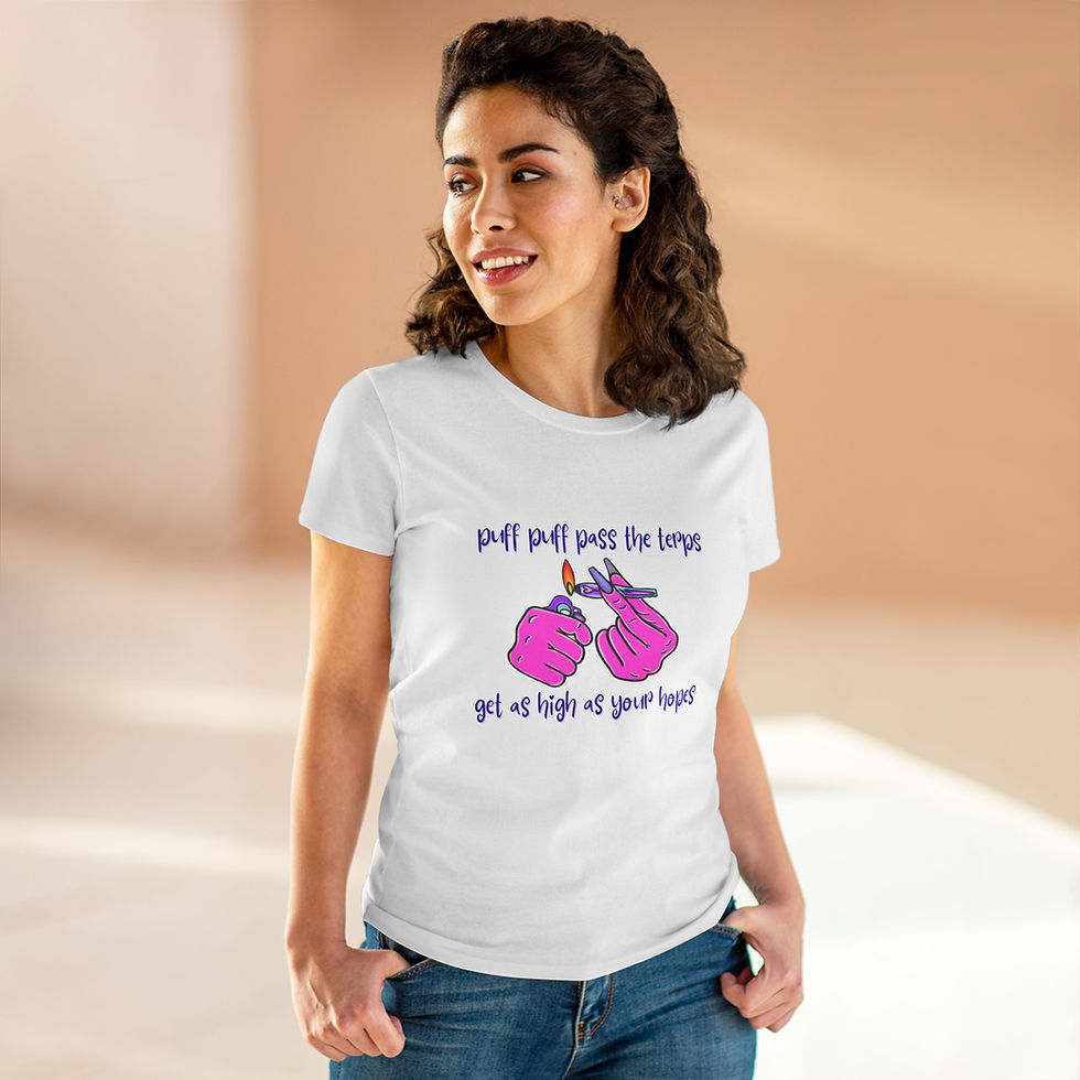 Thumbnail: Women's Tee — 'Puff Puff Pass the' Cannabis Graphic Tee