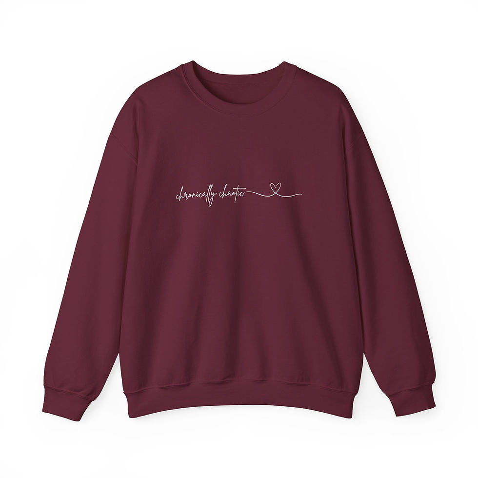 Thumbnail: "Chronically Chaotic" Minimal White Font Script Sweatshirt