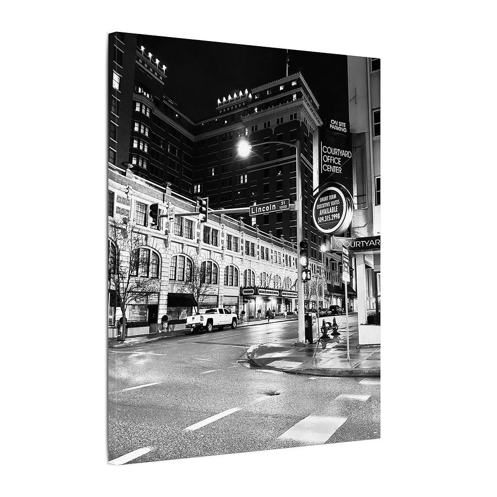 Thumbnail: Black & White City Street Canvas —  Matte Stretched Print