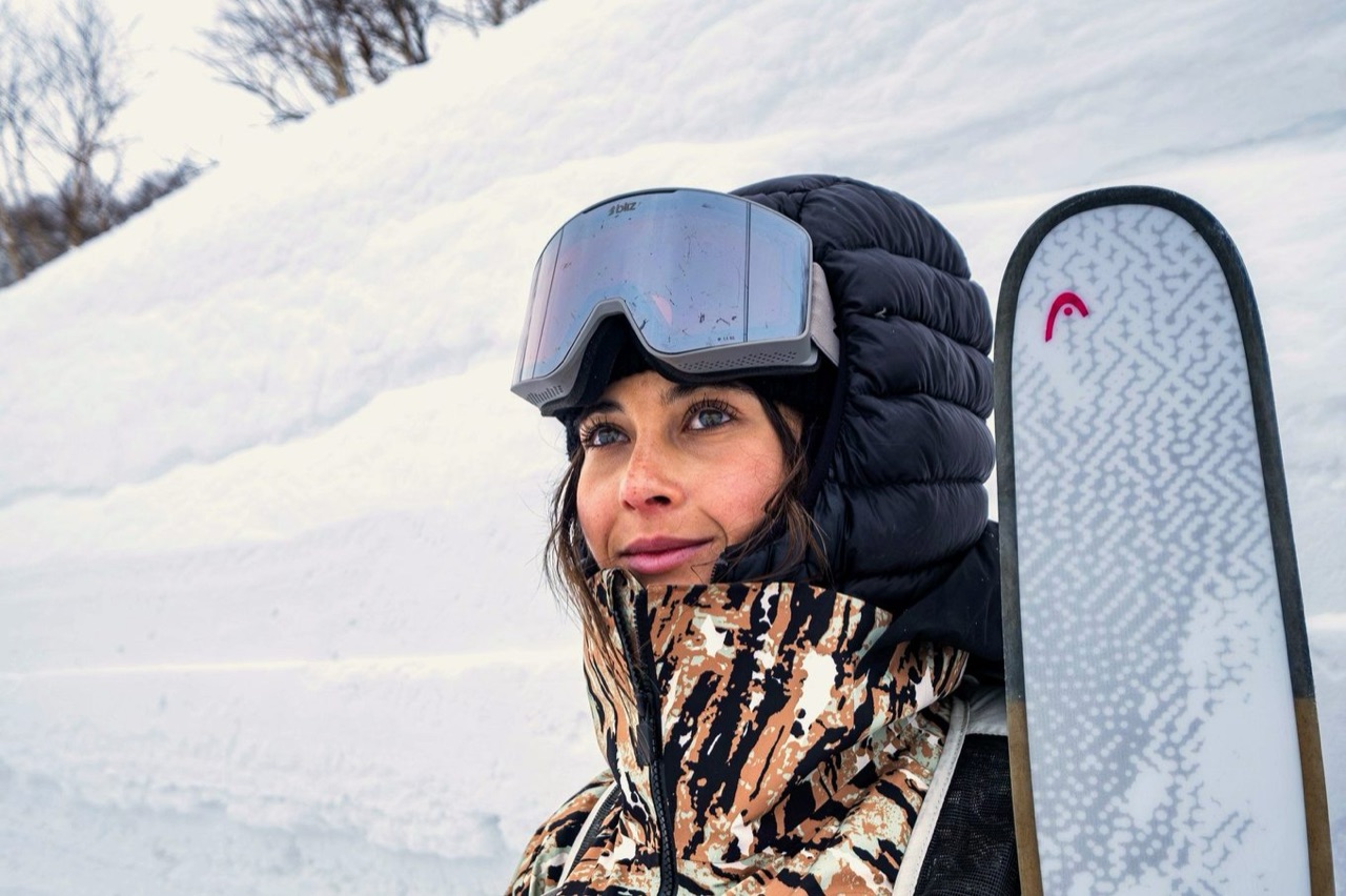 Portrait of a skier at Niseko, goggles up, in the dry cold of Hokkaido