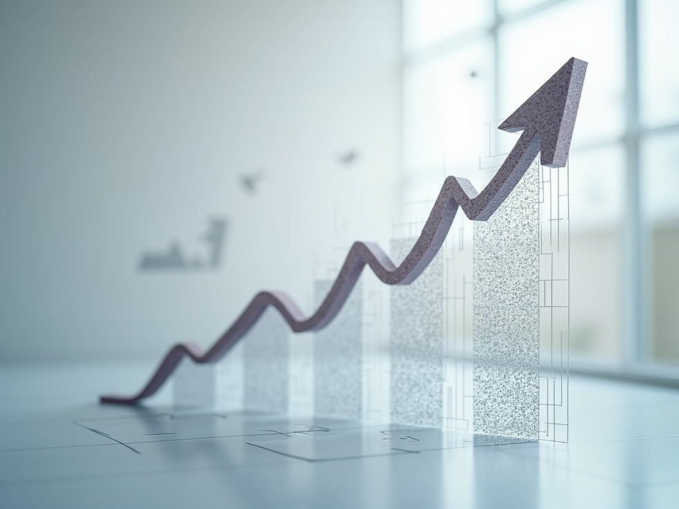 A grey arrow upwards showing an abstract market trend.