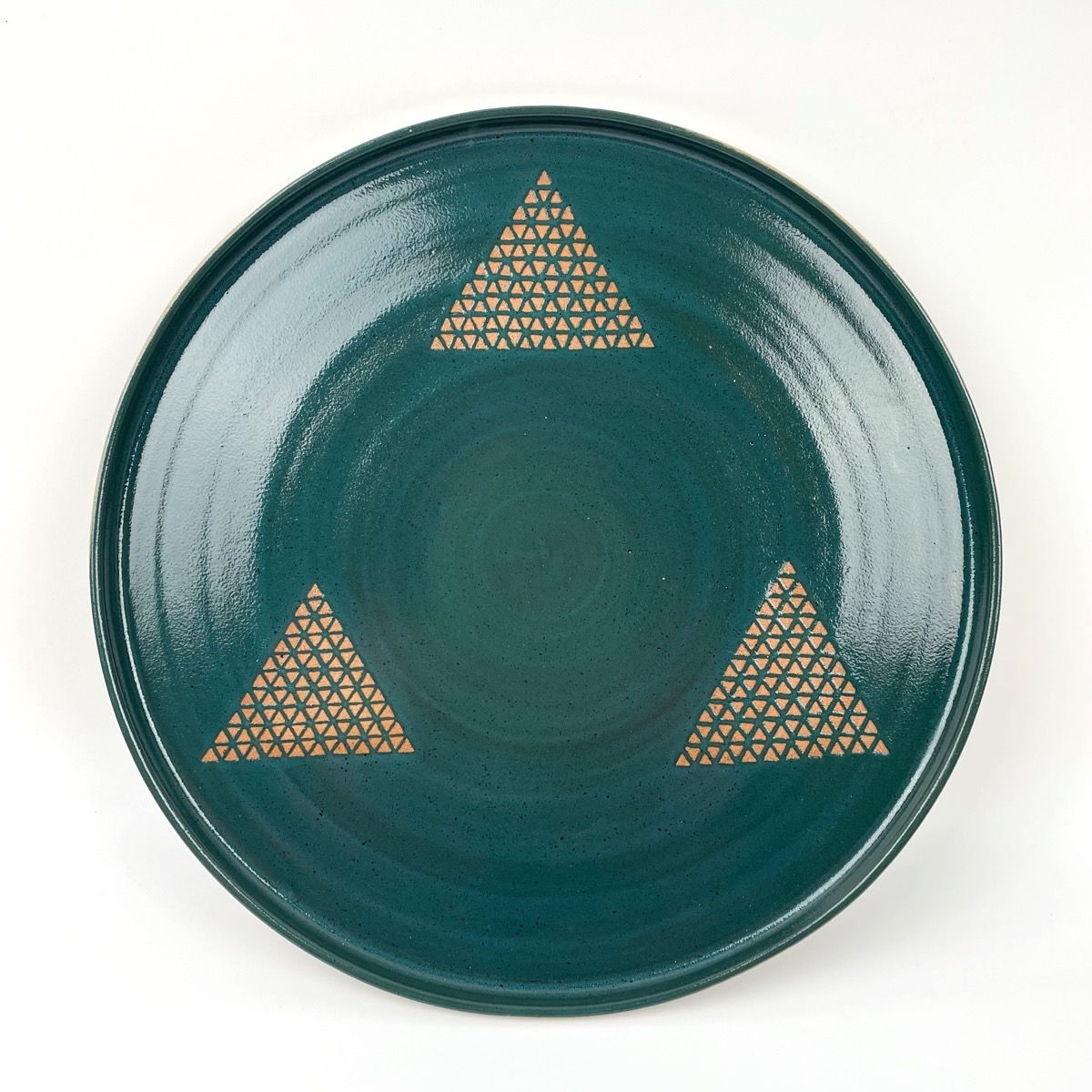 Plat à tarte / gâteau "triangles" en grès de Saint-Amand