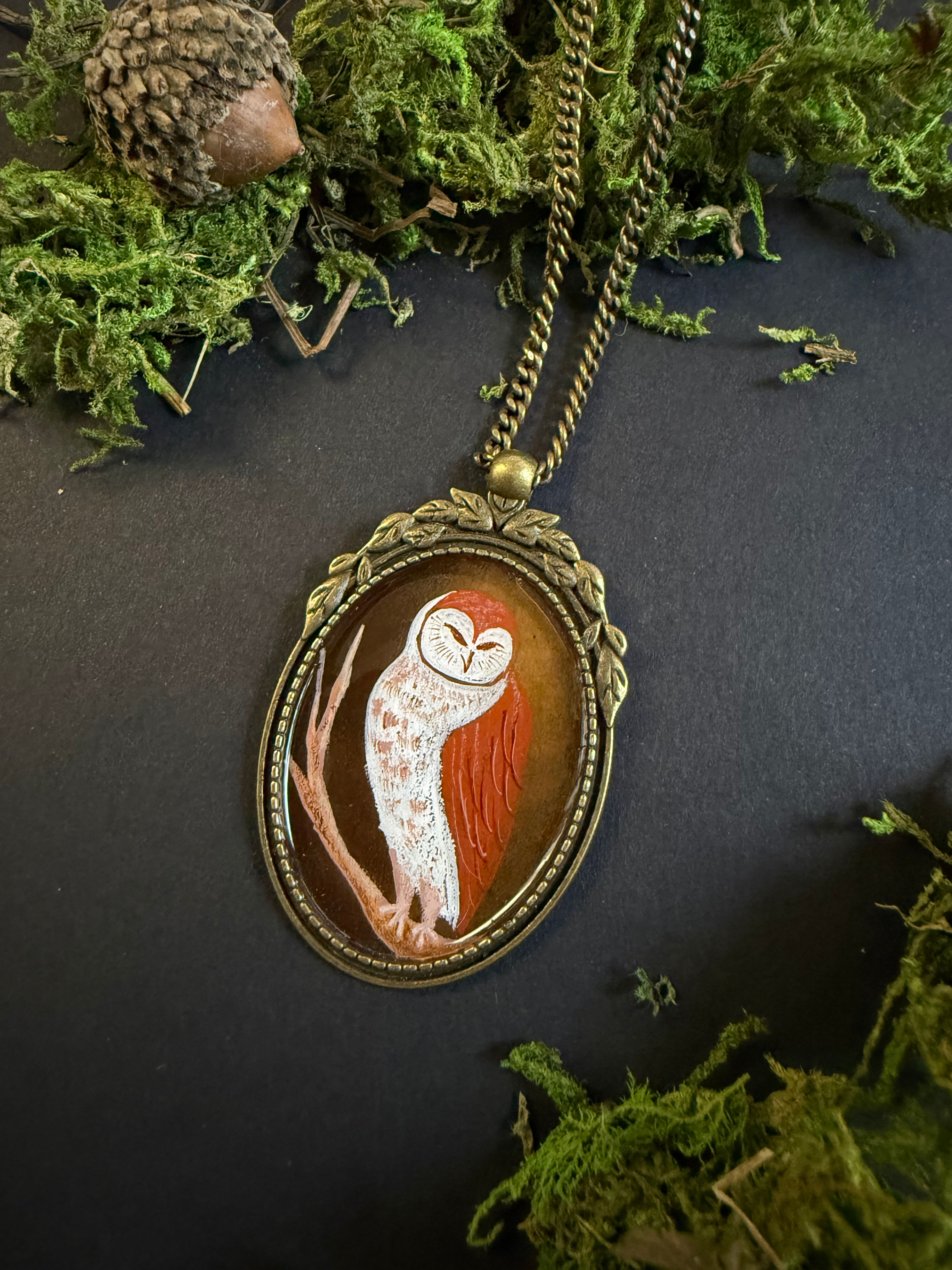 Hand Painted Owl Necklace