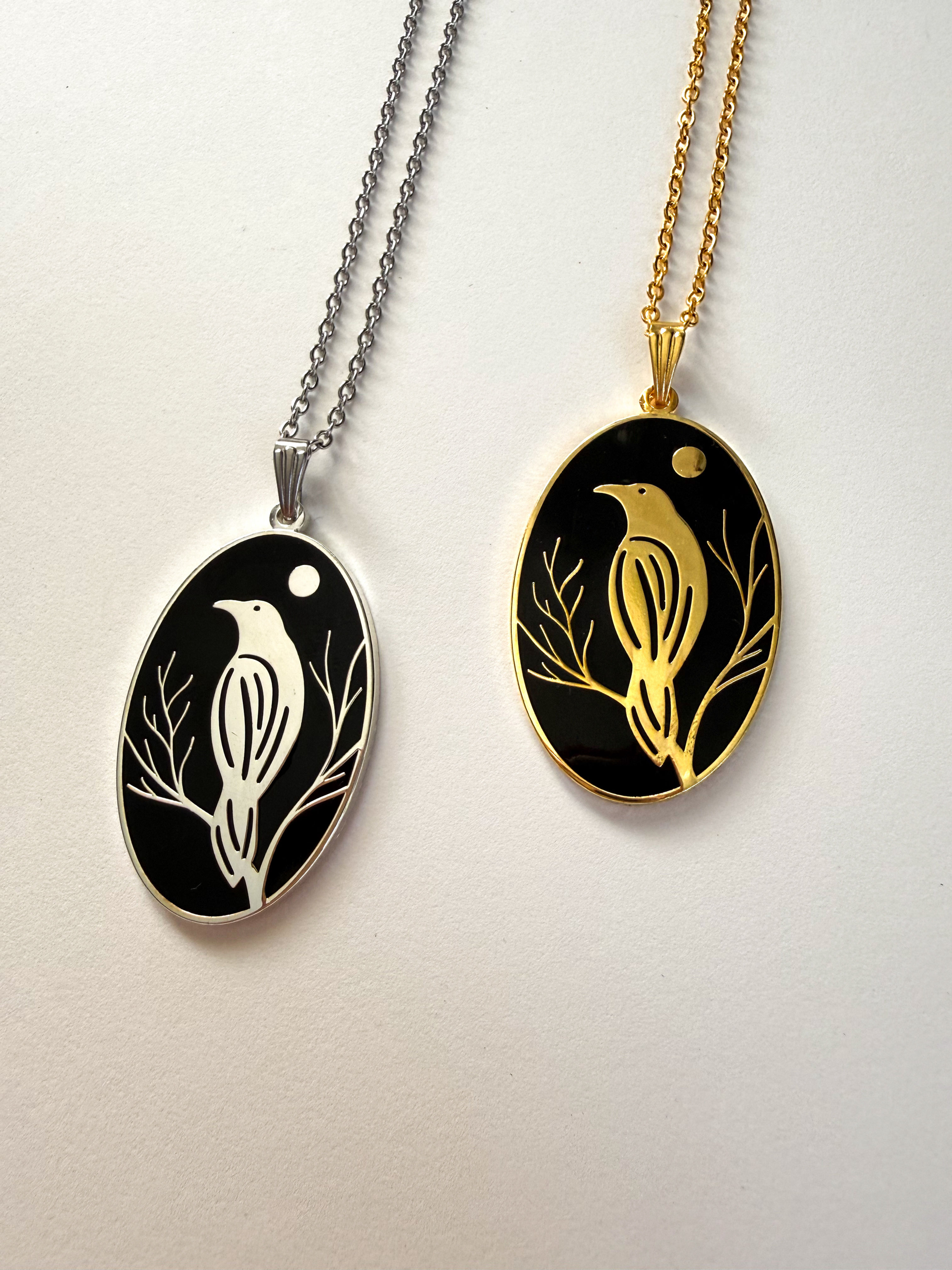 Raven and Moon Necklace 