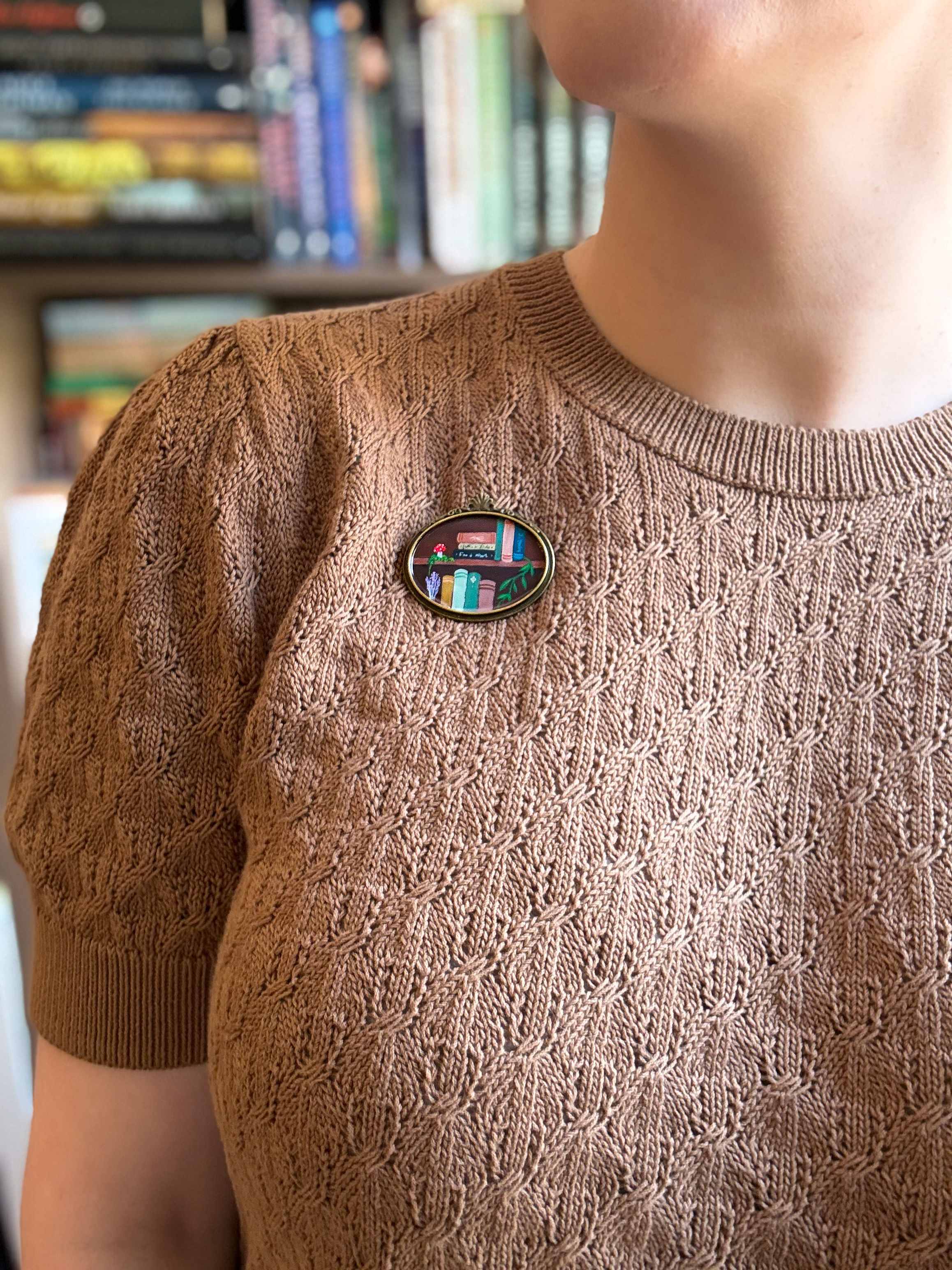 Hand Made Book Shelf Brooch