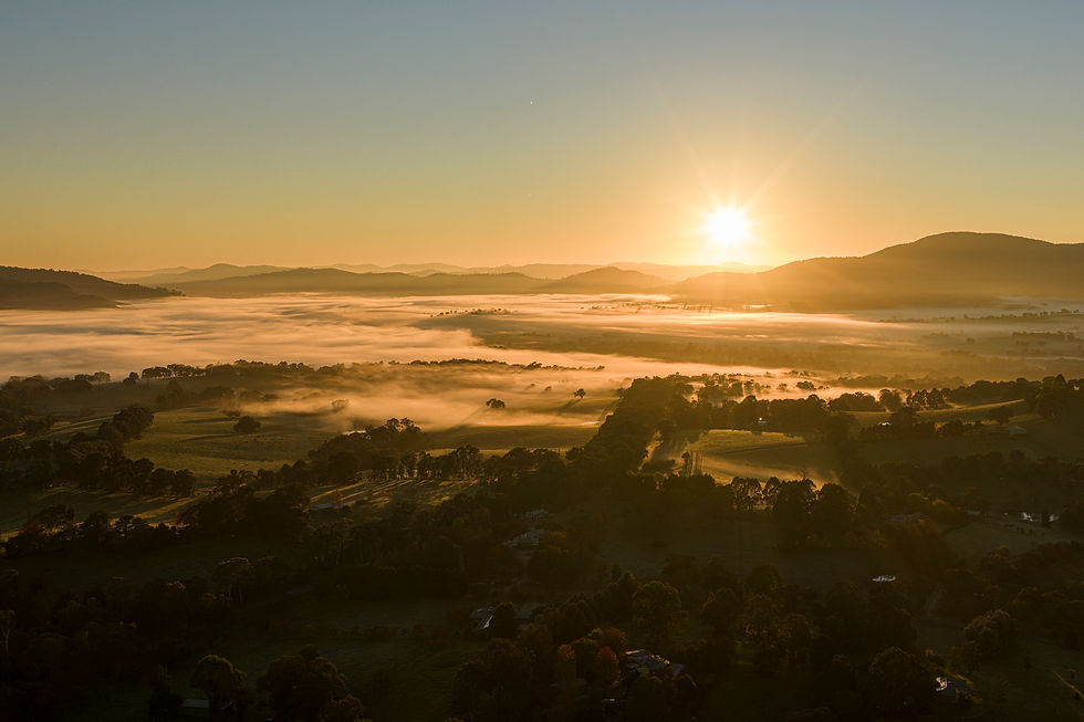 Sunset over Yackandandah drone aerial