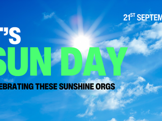 It's SUN DAY - celebrating these sunshine ords. A bright blue sky with the sun shining.