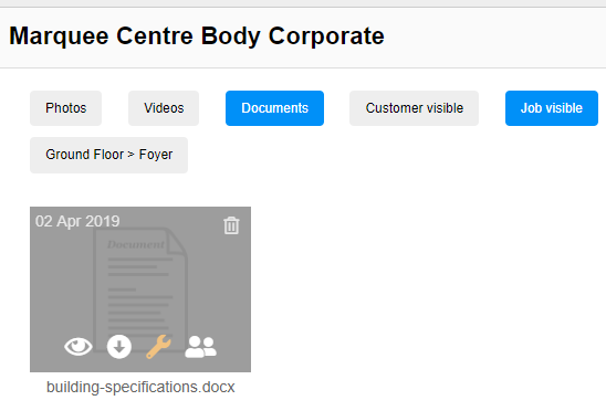 attachment with hover over options displayed.