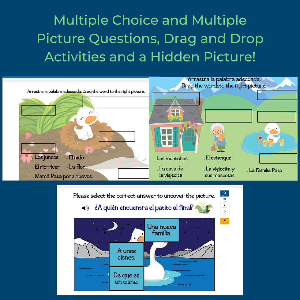 Miniatura: Examples of digital slides for the Spanish resource The Ugly Duckling.