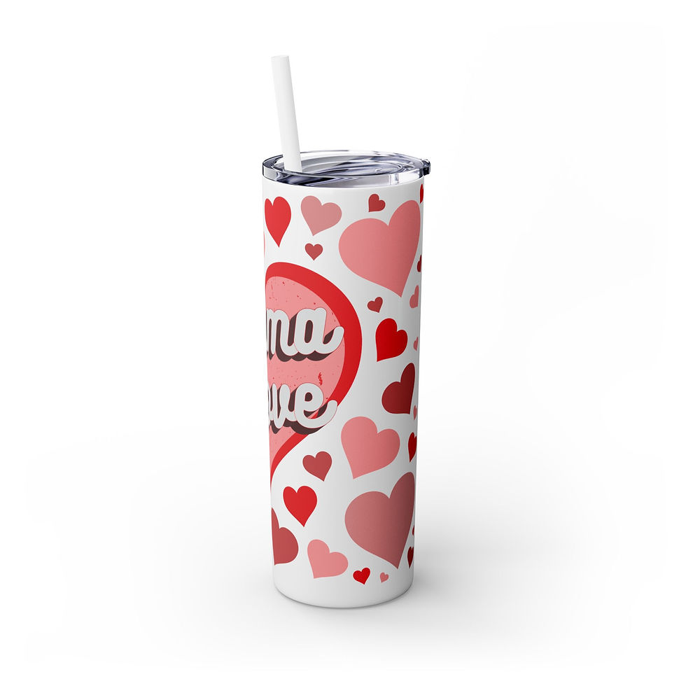 Thumbnail: Mama Love (Valentines) Skinny Tumbler with Straw, 20oz