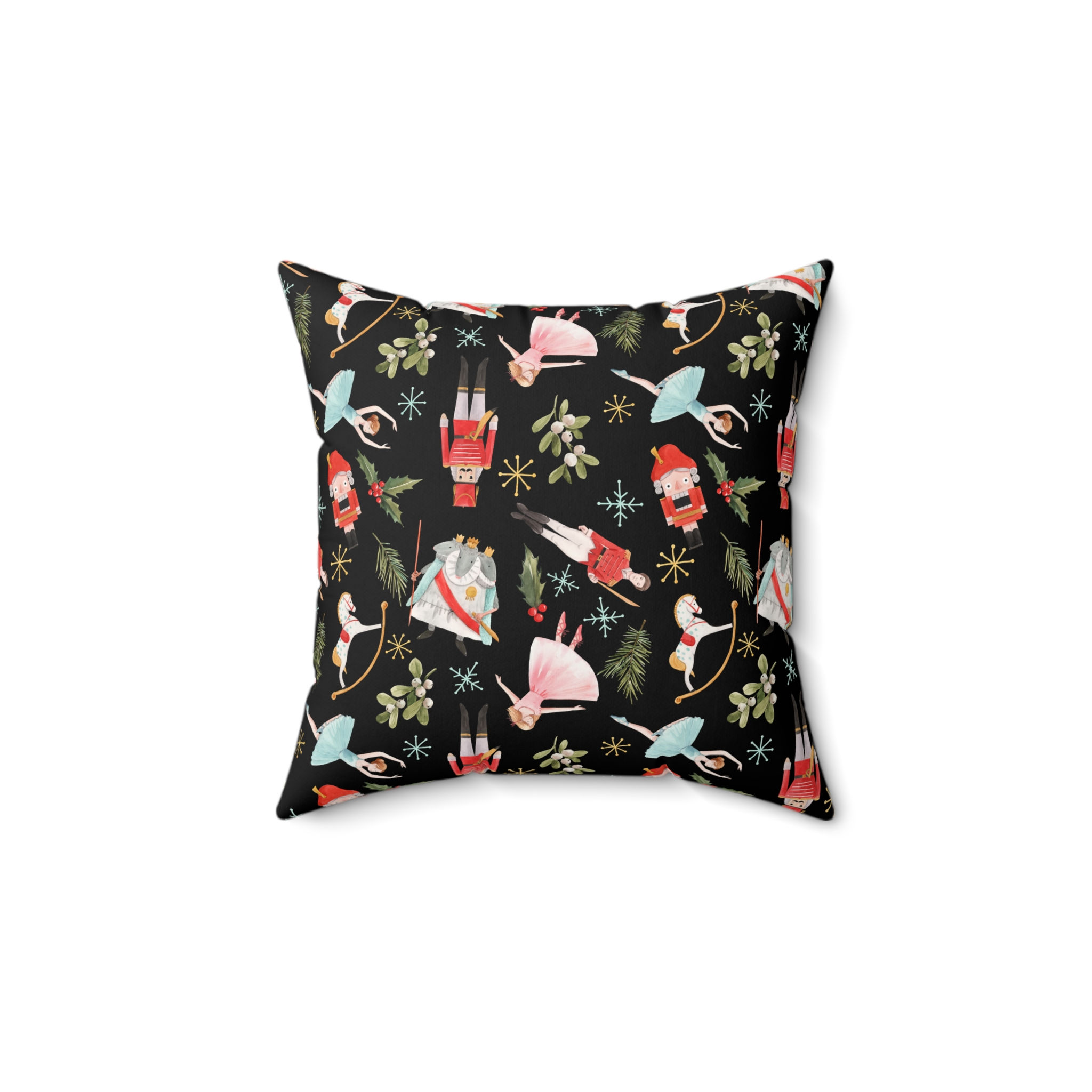 "Nutcracker and Ballerina" Faux Suede Square Pillow