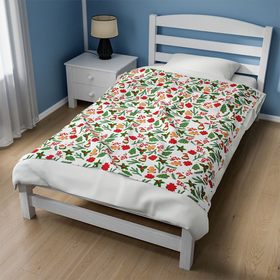 Thumbnail: "Christmas Gingerbread Fun" Velveteen Plush Blanket