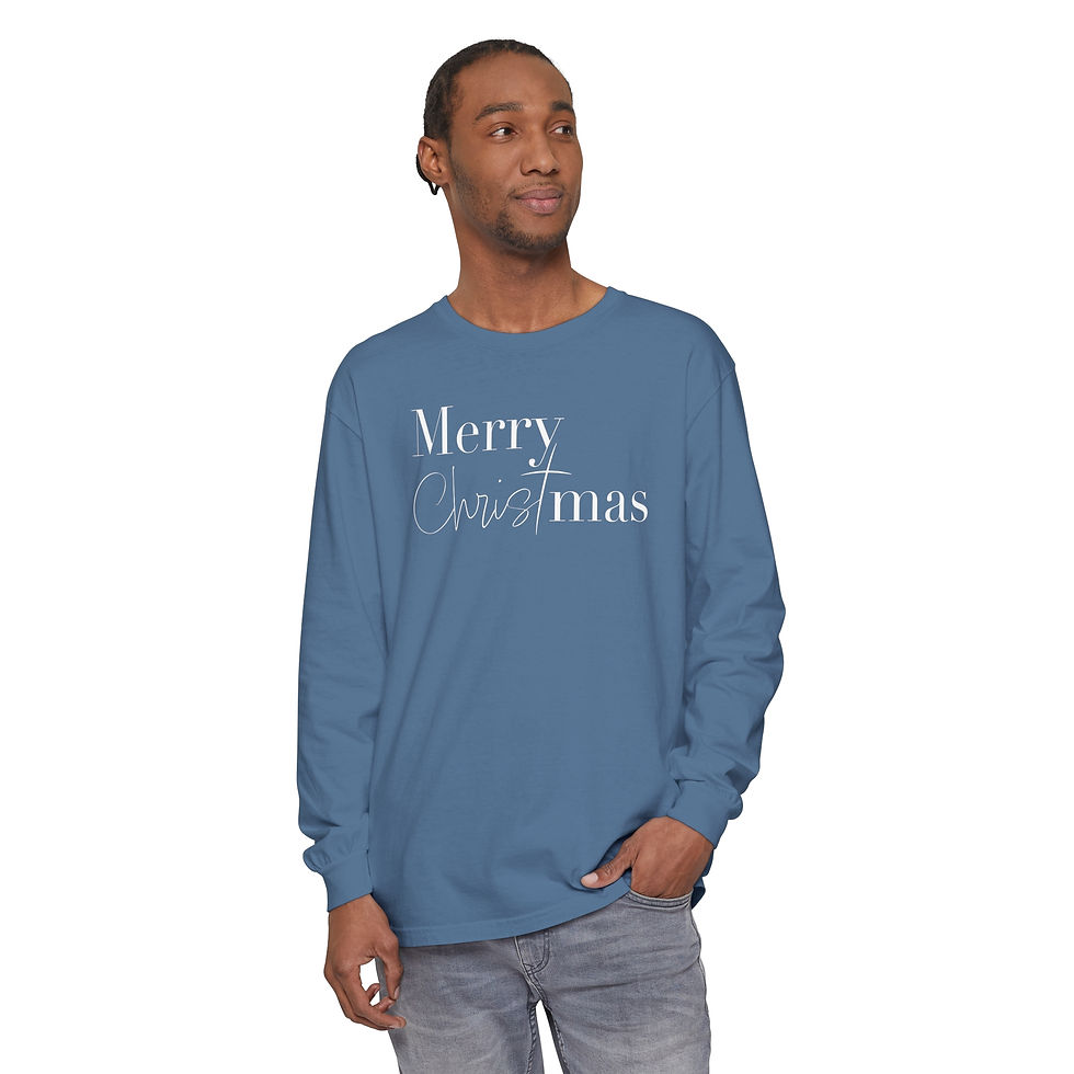Thumbnail: “Merry Christ-mas” Unisex Garment-dyed Long Sleeve T-Shirt