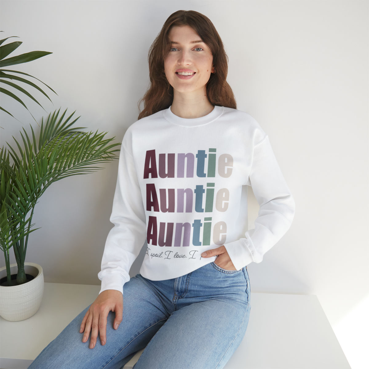 “Auntie - Spoil, Love, Protect” Crewneck Sweatshirt