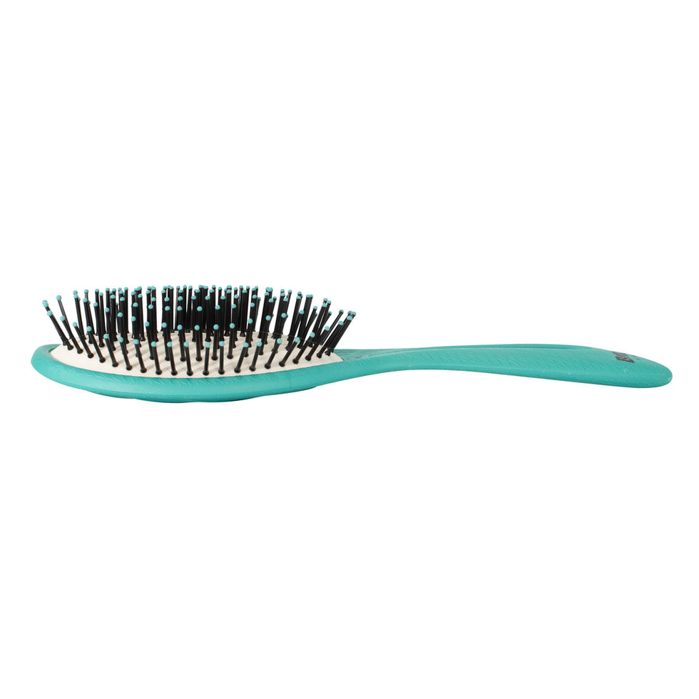 Bass Brushes BIO-FLEX Styler Style & Detangle Hairbrush Nylon Pin Patended Pure Plant Handle Medium Oval Green