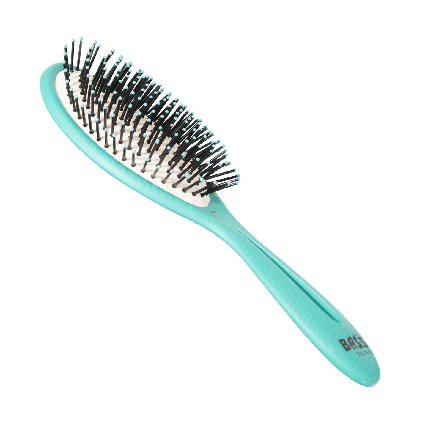 Bass Brushes BIO-FLEX Styler Style & Detangle Hairbrush Nylon Pin Patended Pure Plant Handle Medium Oval Green