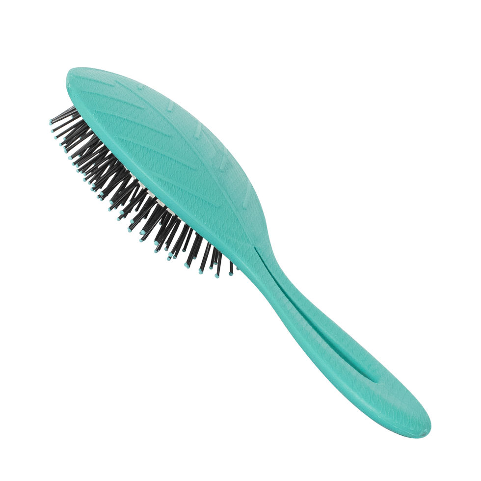 Bass Brushes BIO-FLEX Styler Style & Detangle Hairbrush Nylon Pin Patended Pure Plant Handle Medium Oval Green