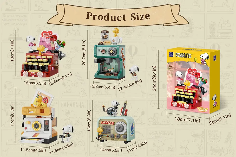 Thumbnail: Snoopy Peanuts writer’s desk typewriter set by Pantasy with miniature typewriter, paper detail, and cozy desk scene