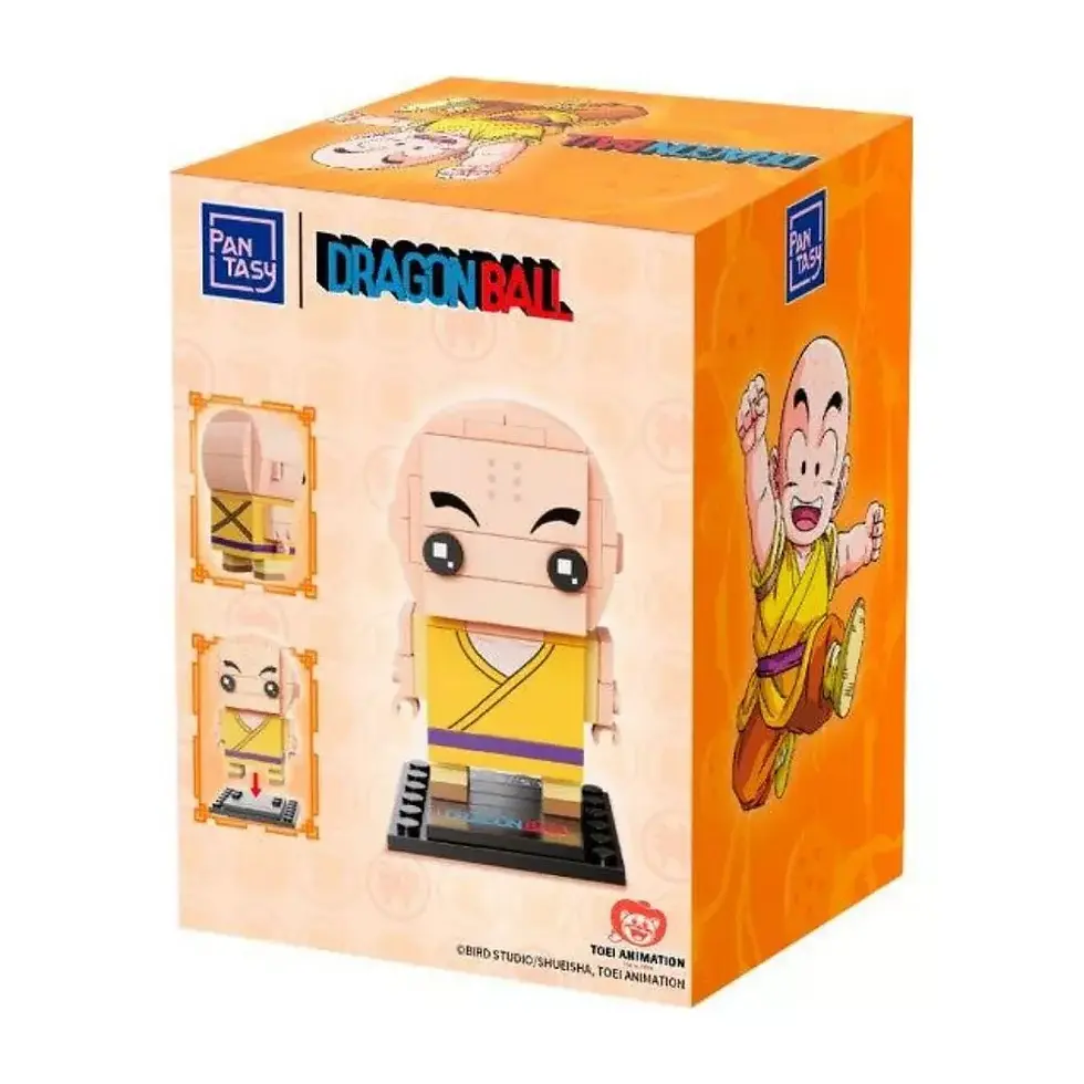 Thumbnail: Pantasy brick‑built Dragon Ball Z inspired characters including Goku, Kamesennin, Krillin, Piccolo, and Bulma on display