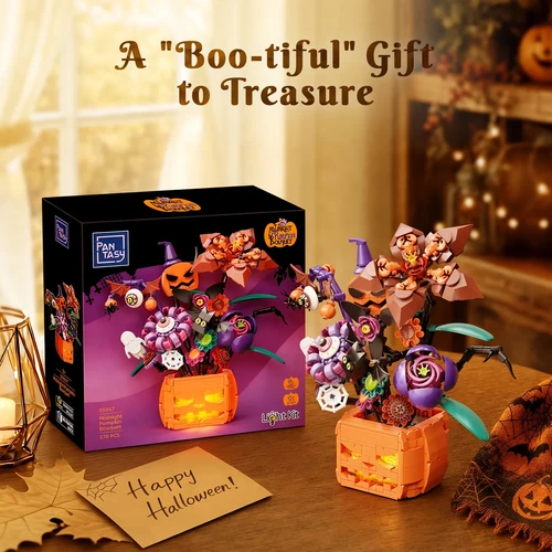 Pantasy Pumpkin Midnight Bouquet Lighted Brick Set – 570 Pieces