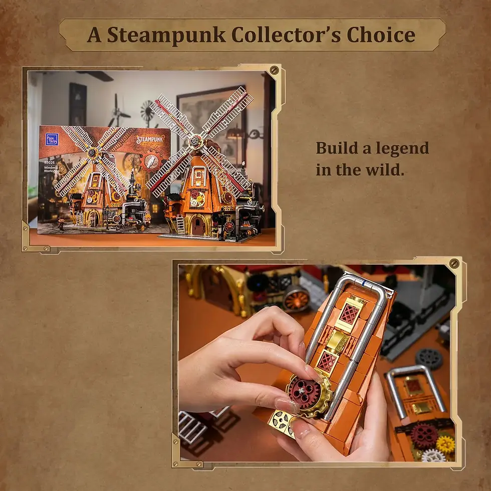 Thumbnail: Steampunk Windmill Workshop Building Set by Pantasy with detailed industrial steampunk design