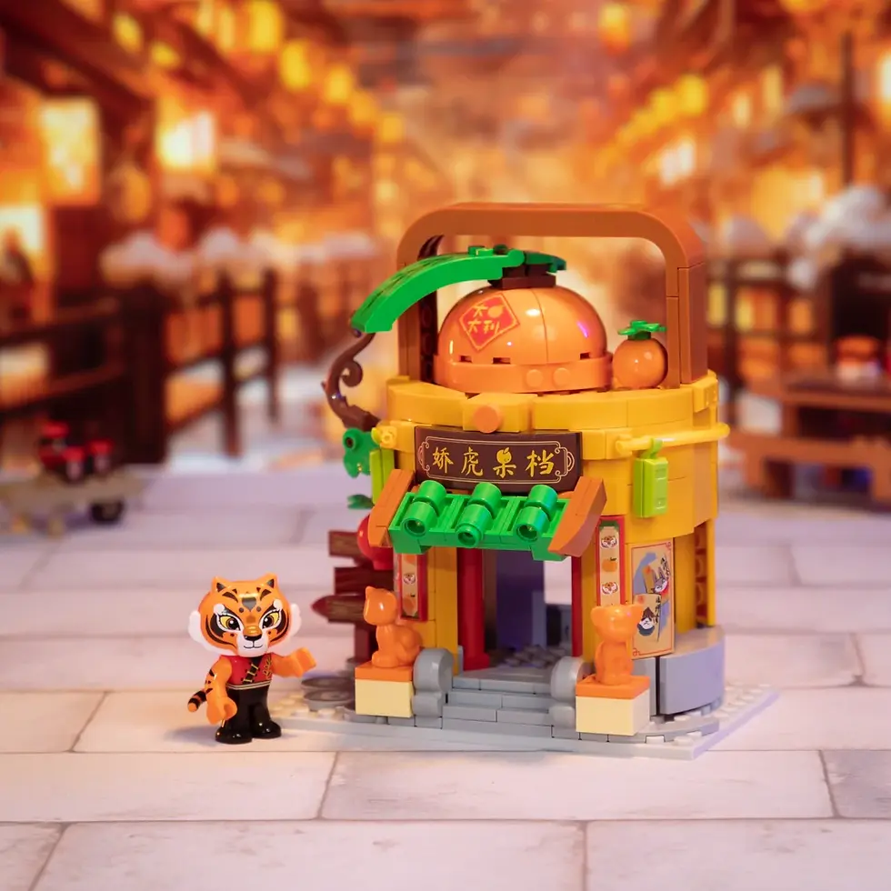 Thumbnail: Pantasy Kung Fu Panda Tigress fruit store brick set with colorful shop and tiger figure