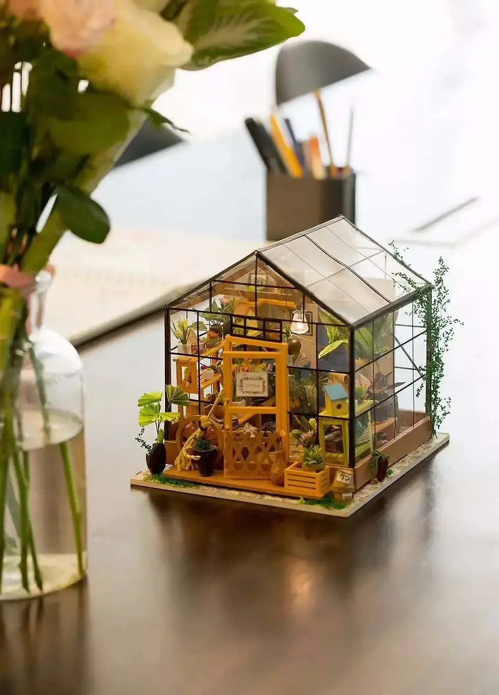 Thumbnail: Cathy’s Flower House set by Rolife with greenhouse windows, detailed flowers, shelves, and warm LED lighting