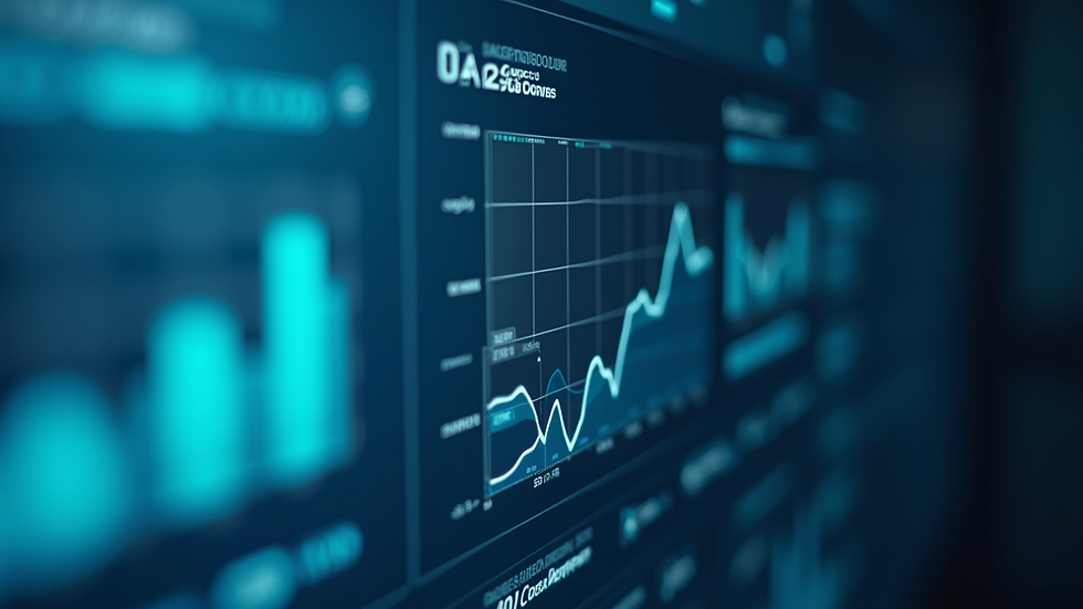 Close-up view of a digital dashboard showing business analytics