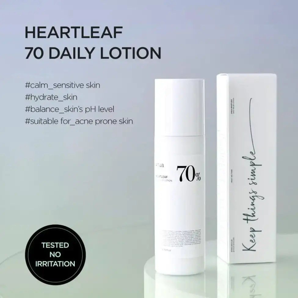 Miniatura: Anua Heartleaf 70% Loção Diária Emulsão Facial Suavizante e Hidratante -4ks