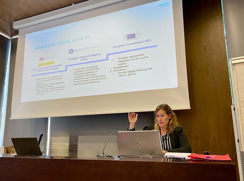 Dr. Natalia Escacena Acosta delivering Advanced therapy regulation training at the BST.