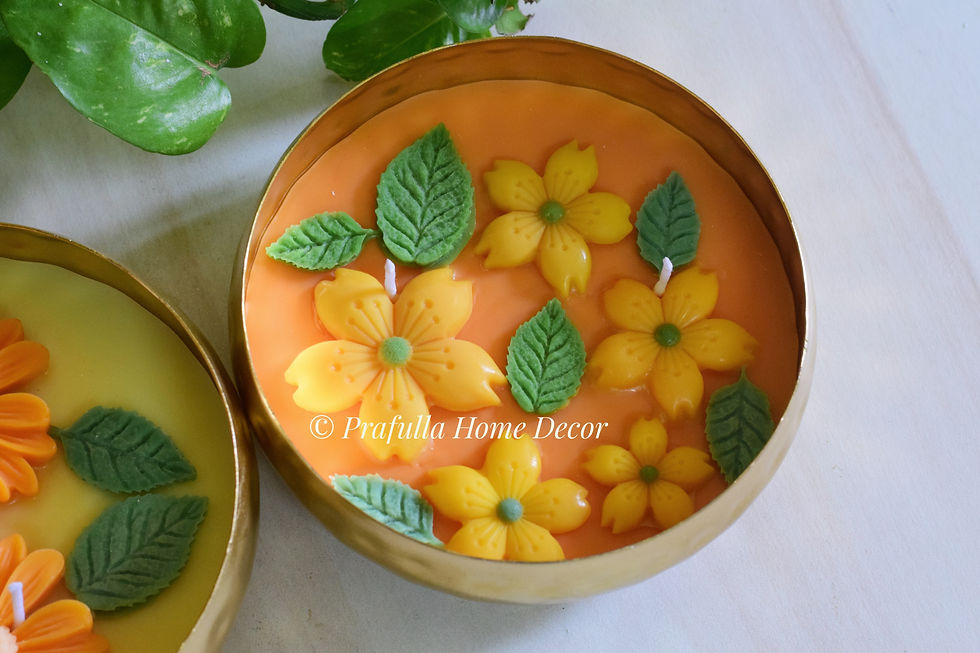 Thumbnail: Set of 2 - Floral Urli Candles - 5 Inches| Scented Floral Candles |Soy Candles