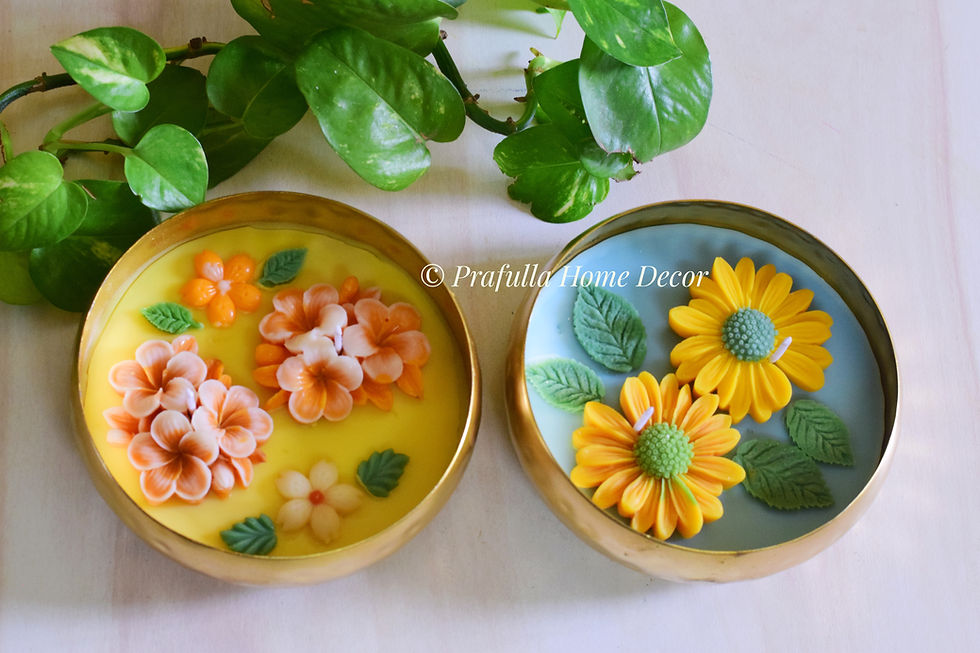 Set of 2 - Floral Urli Candles - 5 Inches| Scented Floral Candles |Soy Candles