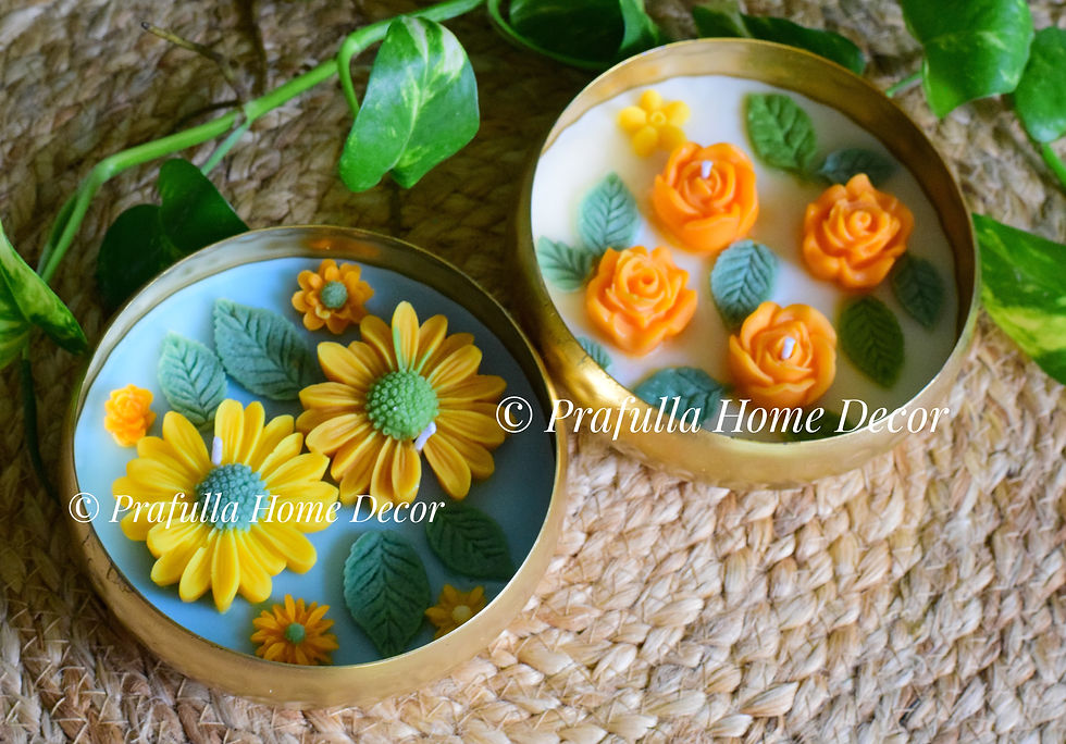 Set of 2 - Floral Urli Candles - 5 Inches| Scented Floral Candles |Soy Candles