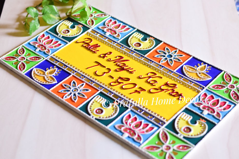 Colourful Patch Work Lippan Nameplate| Lippan Nameplate | Housewarming Gift