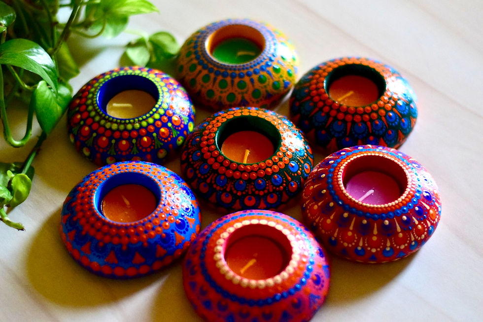 Thumbnail: Set of 7 - Mandala Tealight Candle Holder| Candle Holder| Candle Decor