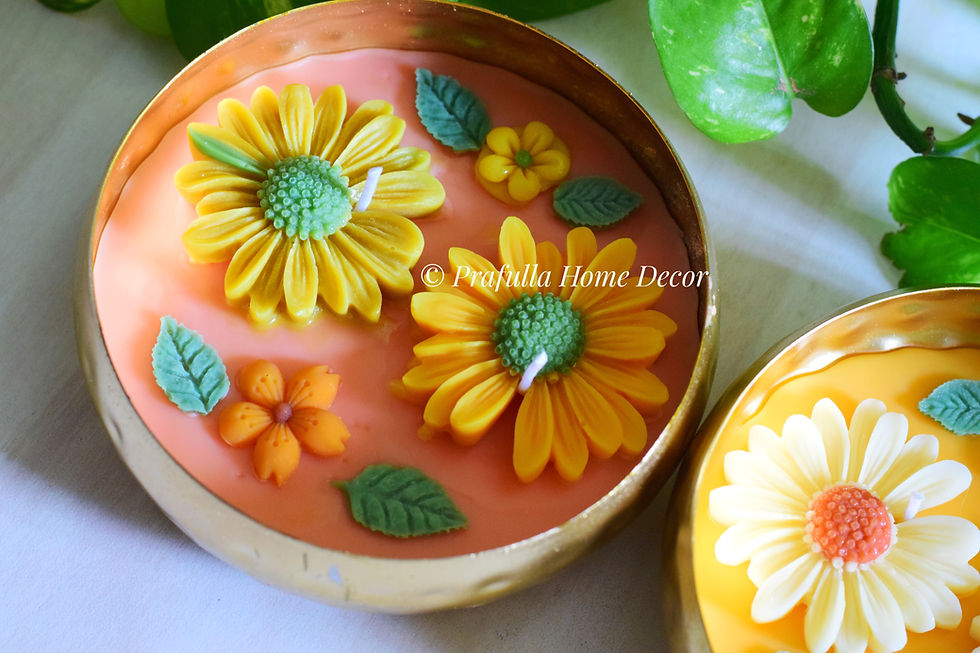 Thumbnail: Set of 2 - Floral Urli Candles - 5 Inches| Scented Floral Candles |Soy Candles