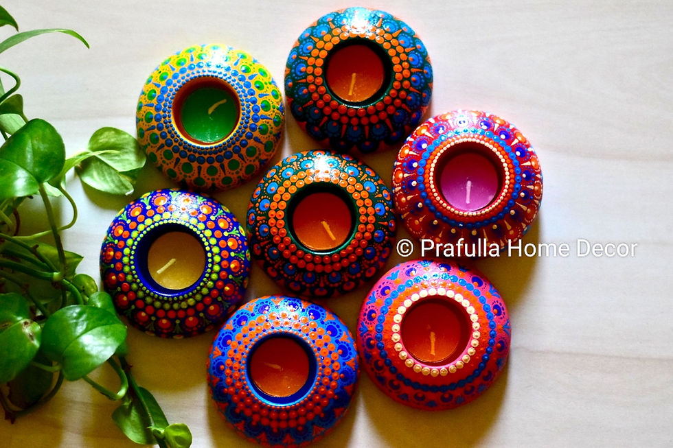 Thumbnail: Set of 7 - Mandala Tealight Candle Holder| Candle Holder| Candle Decor