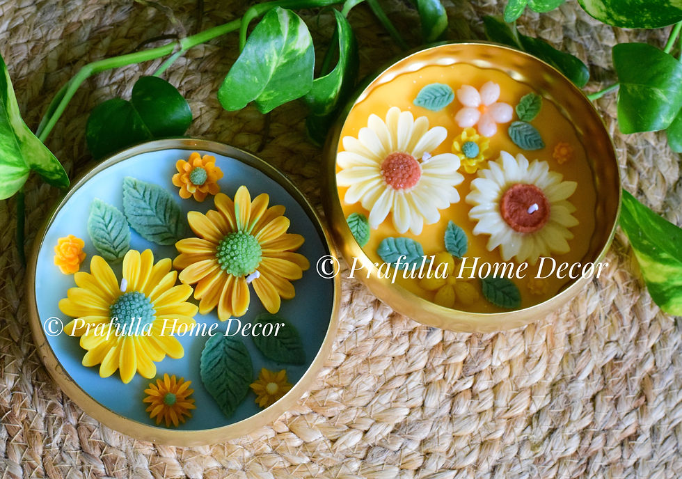 Set of 2 - Floral Urli Candles - 5 Inches| Scented Floral Candles |Soy Candles