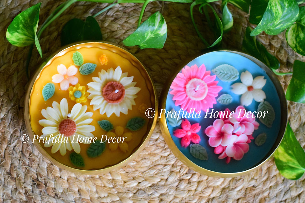 Set of 2 - Floral Urli Candles - 5 Inches| Scented Floral Candles |Soy Candles