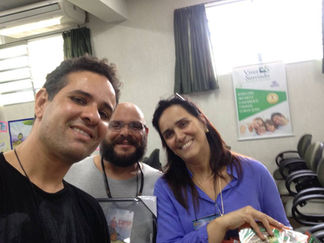 Smiling group photo at a conference