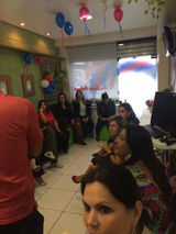People gathered in dental office waiting area