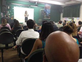 Speaker presenting to attentive audience
